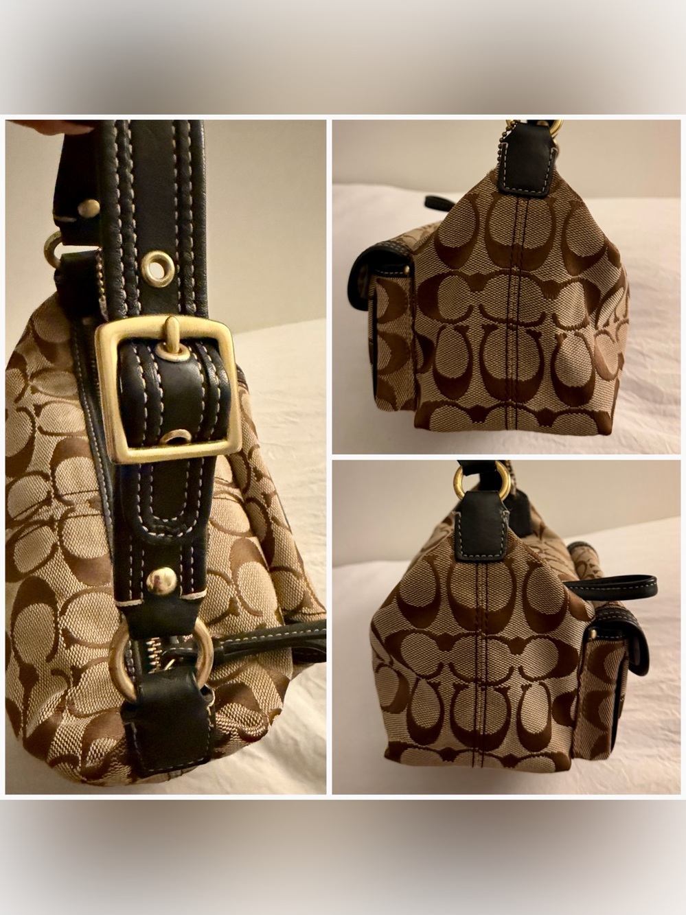 👑✅PRICE FIRM✅ Beautiful Brown COACH Legacy Signature CC Canvas Mini Bag - Picture 9 of 16